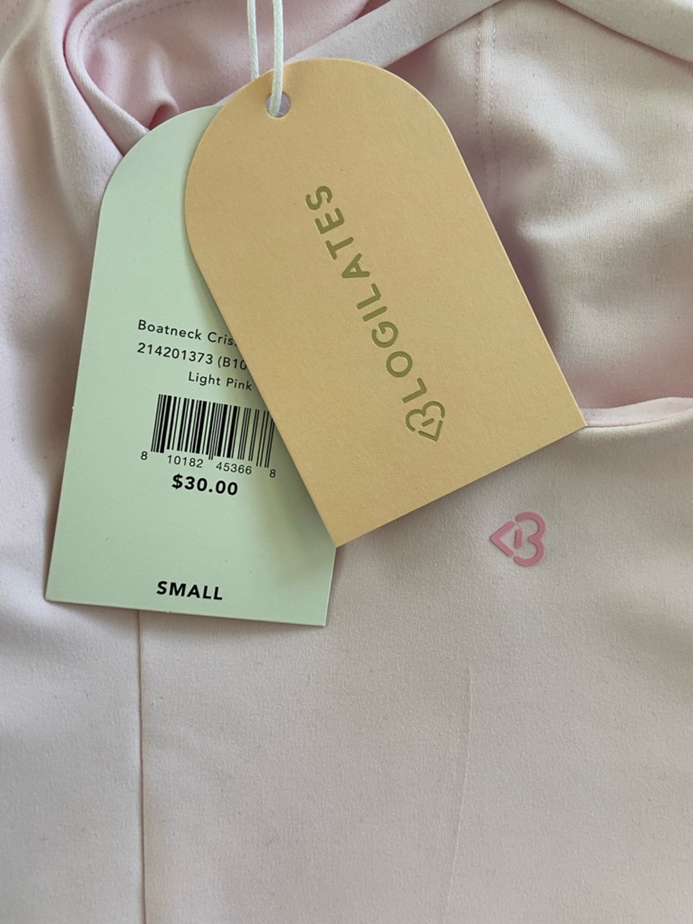 Logilates Boatneck Crisscross Tank Womans Small In Pale Pink - Picture 4 of 8